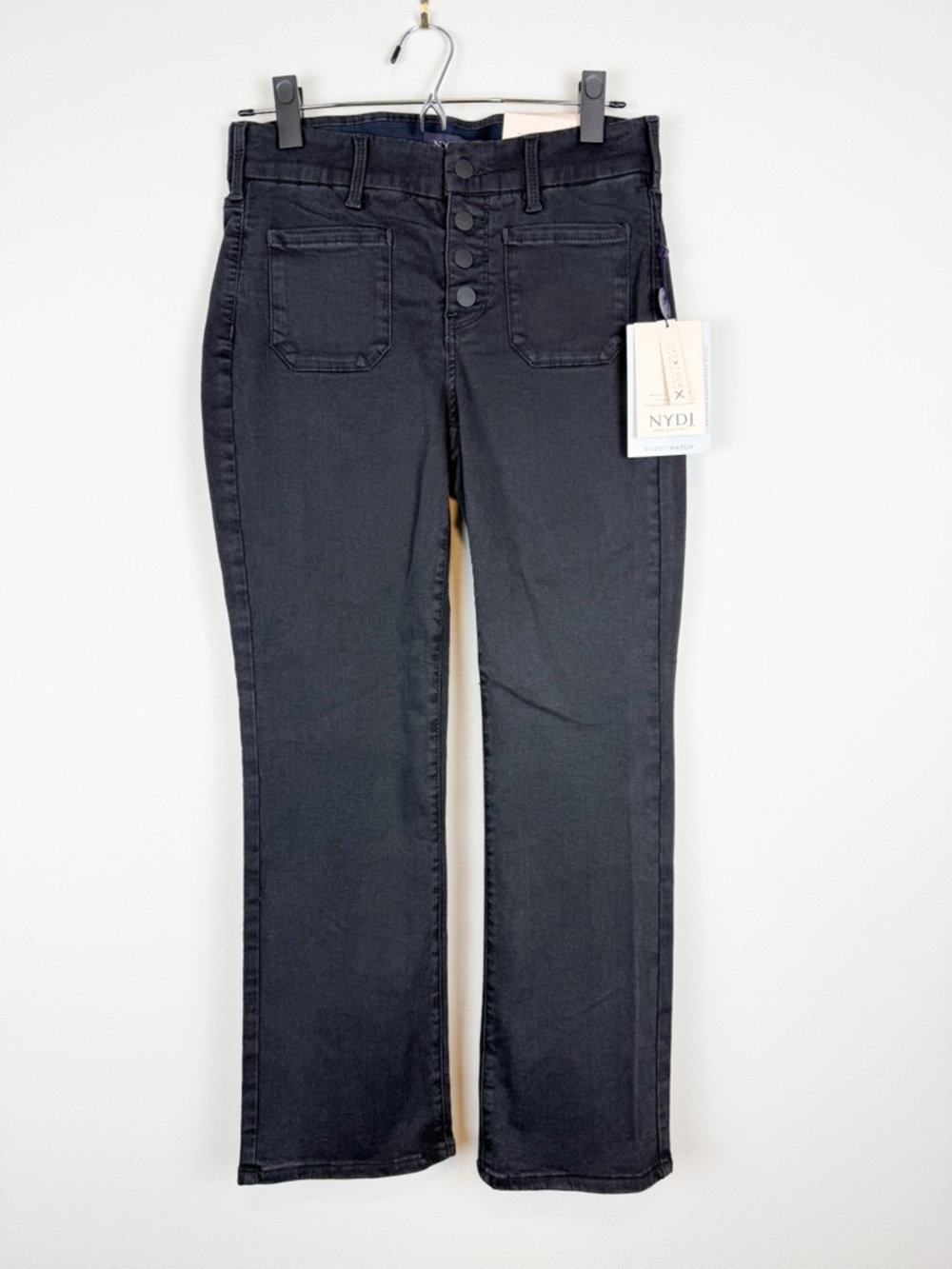 NWT NYDJ Waist Match Marilyn Straight Ankle Pant Jeans Trinity Black Size XS